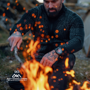 Ant Middleton at a campfire at George Washington National Park