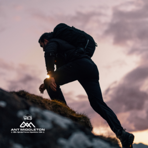 Ant Middleton is climbing a rock face in Virginia, USA, as part of his Special Forces Leadership event.